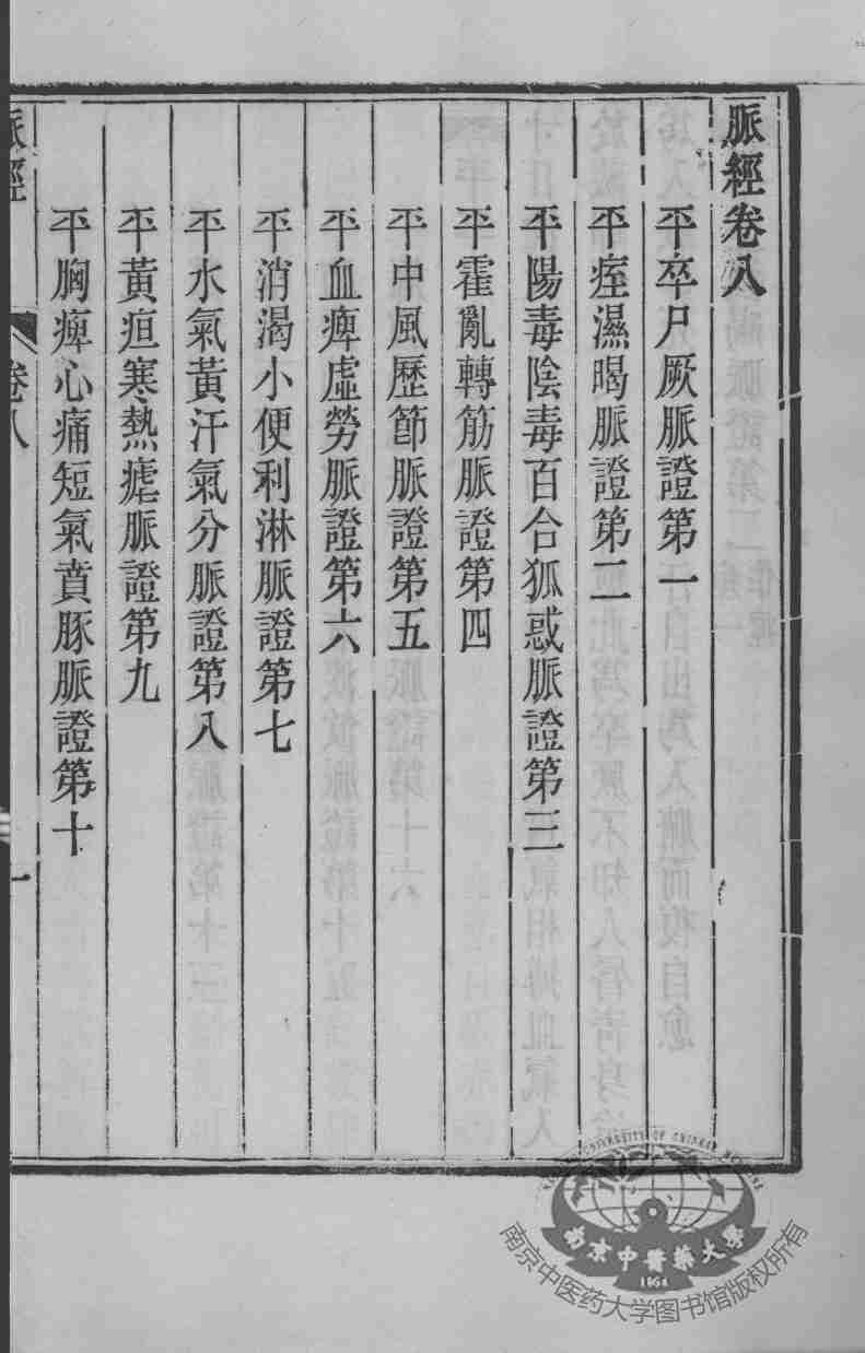 周氏医学丛书  王叔和脉经  卷8-10